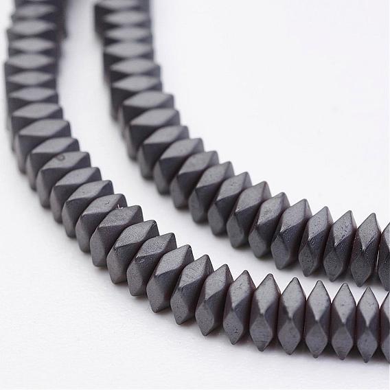 Non-magnetic Synthetic Hematite Beads Strands, Faceted, Frosted, Square Heishi Beads