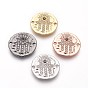 Латунные коннекторы, с кубического циркония, без свинца, без кадмии и без никеля, плоский круглый с hamsa рука / рука fatima / рука miriam