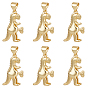 6Pcs Brass Pendants, Long-Lasting Plated, Dinosaur