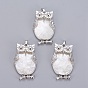 Natural White Shell Mother of Pearl Shell Pendants, with Platinum Tone Brass Findings, Owl