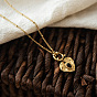 304 Stainless Steel Dyed Black Synthetic Turquoise Pendant Necklaces for Women, Heart