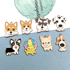 Alloy Enamel Puppy Pendants, Cute Dog Charms