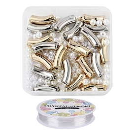 DIY Chunky Tube Beads Bracelet Making Kit, Including CCB Plastic Beads, ABS Plastic  Pearl Beads, Elastic Thread