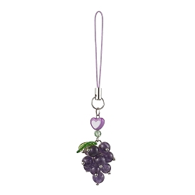 Grape Natural Amethyst Pendant Decorations, Polyester Cord Hanging Ornaments