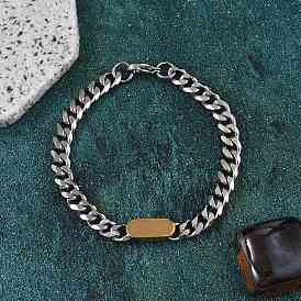 304 браслеты из нержавеющей стали с панцирным звеном для женщин и мужчин, с прямоугольника