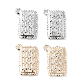 Brass Micro Pave Clear Cubic Zirconia Charms, Rectangle Charms