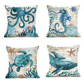 Marine life turtle seahorse whale octopus cushion cover pillow cover can be customized according to the picture