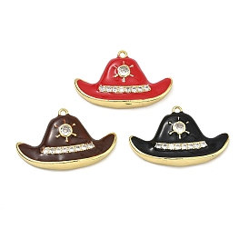 Латунь эмаль подвески, с подвесками в виде ковбойской шляпы, инкрустированными прозрачными кубическими циркониями., золотые