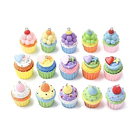 Непрозрачные подвески смолы, кекс, с железной платиной петлей