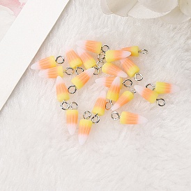 Halloween Opaque Resin Candy Corn Charms, with Platinum Tone Iron Loops