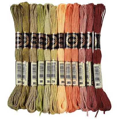 6-слойная полиэфирная нить для вышивания, нитки для вышивки крестом, сегмент окрашенный градиентный цвет/рождественская/осенняя цветовая серия