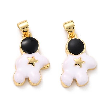 Pendentifs écologiques en laiton émaillé, plaqué longue durée, réel 18 k plaqué or, sans cadmium et sans plomb, astronaute