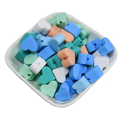 Heart Food Grade Silicone Beads, Silicone Teething Beads