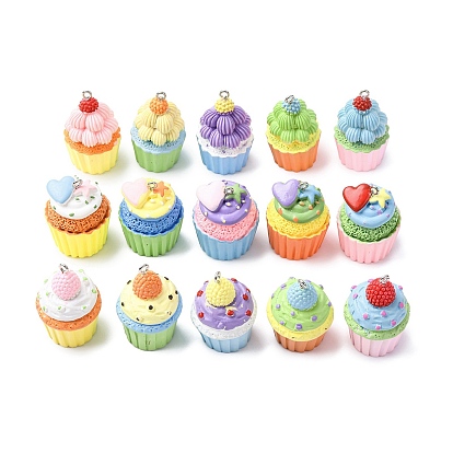 Непрозрачные подвески смолы, кекс, с железной платиной петлей