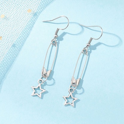 Серьги-подвески в форме звезд из сплава в тибетском стиле, с фурнитурой для сережек из железа и нержавеющей стали