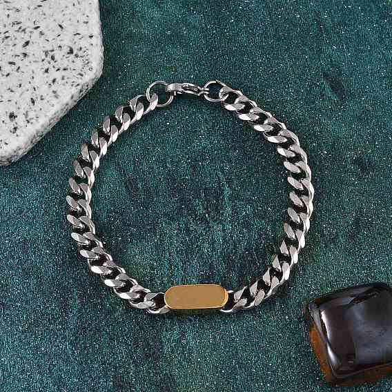 304 браслеты из нержавеющей стали с панцирным звеном для женщин и мужчин, с прямоугольника