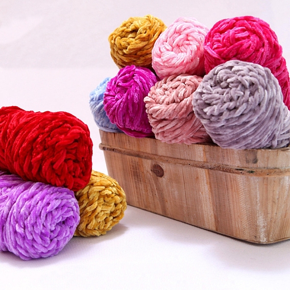100g Polyester Chenille Yarn, Velvet Hand Knitting Threads, for Baby Sweater Scarf Fabric Needlework Craft