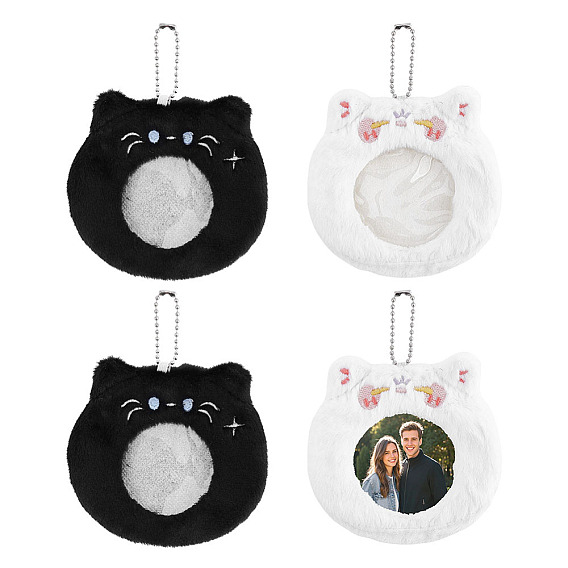 4 piezas 2 colores tarjeteros de peluche, con la cadena de la bola, oso