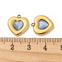 304 Stainless Steel Charms, with Cat Eye, Heart Charm, Real 14K Gold Plated