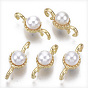 Alloy Links, with Round ABS Plastic Imitation Pearl