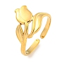 Ion Plating(IP) Tulip 304 Stainless Steel Open Cuff Finger Rings for Women