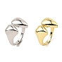 Double Heart Rack Plating Brass Open Cuff Rings, Cadmium Free & Lead Free