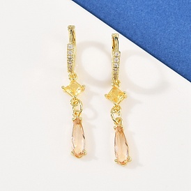 Серьги-кольца в форме слезы с микропаве из кубического циркония из латуни, долговечный, без кадмия и без свинца, стойки покрытие