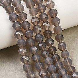 Серые натуральные бусины из агата , круглые, граненые