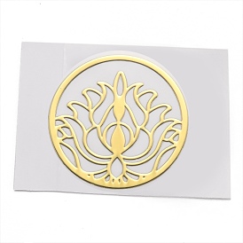 Self Adhesive Brass Stickers, Scrapbooking Stickers, for Epoxy Resin Crafts, Ring with Flower