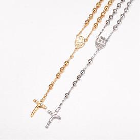 201 Stainless Steel Necklaces, Rosary Bead Necklaces