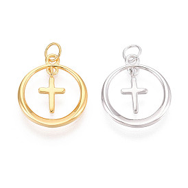 925 кольцо из стерлингового серебра с подвесками-крестиками, с соединительным кольцом и 925 штампом