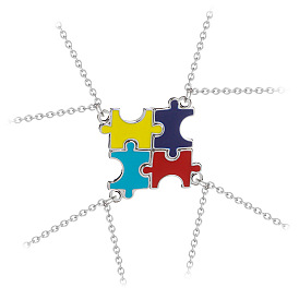 Colorful Oil Drop Necklace with Four-Piece Best Friends Pendant