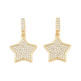 Латунные микропаве прозрачные подвески с фианитом, без свинца и без кадмия, стойки покрытие, долговечный, звезды прелести