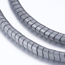 Non-magnetic Synthetic Hematite Beads Strands, Frosted, Wave Shape
