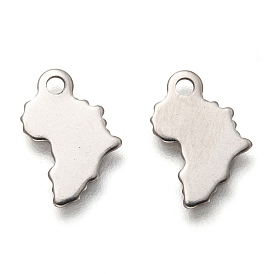 201 Stainless Steel Charms, Laser Cut, Map