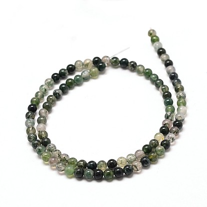 Natural Moss Agate Round Bead Strands