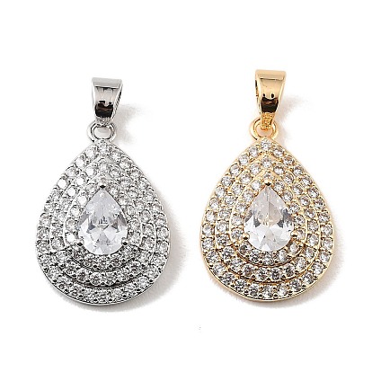 Подвески из латуни и прозрачного циркония, слезинки