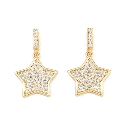 Латунные микропаве прозрачные подвески с фианитом, без свинца и без кадмия, стойки покрытие, долговечный, звезды прелести