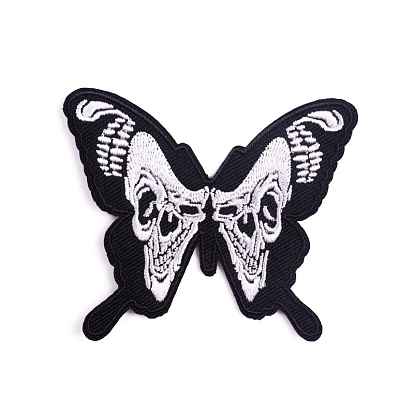 Halloween Butterfly Heart Skull Computerized Embroidery Cloth Iron on Patches, Stick On Patch, Costume Accessories, Appliques