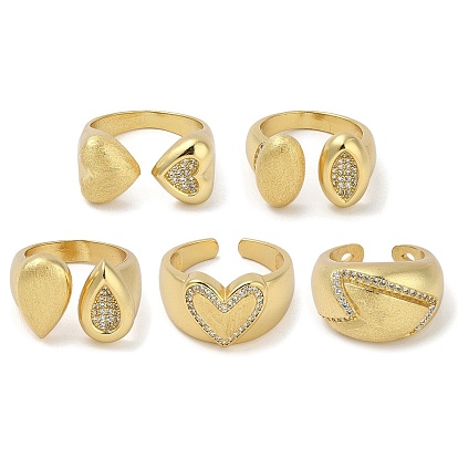 Кольца-манжеты для пальцев из латуни с микропаве из кубического циркония для женщин, без кадмия и без свинца, долговечный, реальный 18 k позолоченный