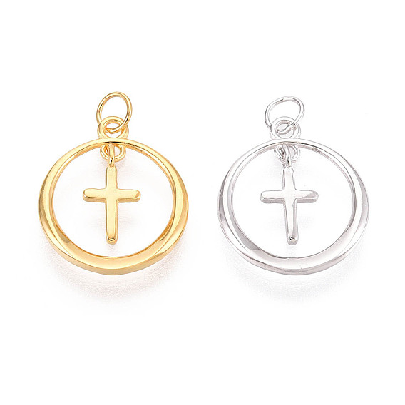 925 кольцо из стерлингового серебра с подвесками-крестиками, с соединительным кольцом и 925 штампом