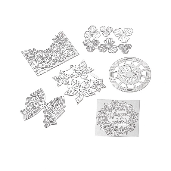 La coupe en acier au carbone coupe les stencils, pour scrapbooking diy, album photo, carte de papier gaufrage décoratif, couleur inox, fleur, nœud papillon et rond, modèle mixte