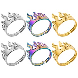 304 Stainless Steel Open Cuff Ring, Fire