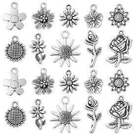 100 шт 10 стили подвески из сплава в тибетском стиле, цветок