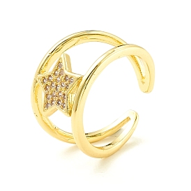 Clear Cubic Zirconia Star Open Cuff Ring for Women, Cadmium Free & Lead Free