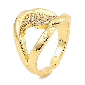 Brass Micro Pave Cubic Zirconia Cuff Rings for Women, Teardrop