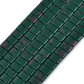 Spray Painted Synthetic Non-magnetic Hematite Bead Strands, 2-Hole, for Tile Elastic Bracelets Making, Rectangle