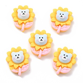 Opaque Resin Cabochons, for DIY Accessories, Flower with Bear