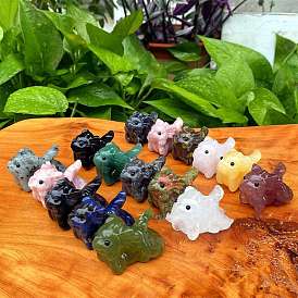 Natural Gemstone Carved Figurines Statues for Home Desktop Decoration, Dragon