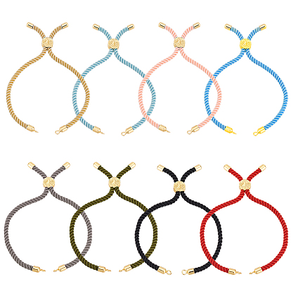 8шт 8 цвета нейлоновый витой шнур звено браслет изготовление, изготовление слайдера, с латунной фурнитурой , долговечный, древо жизни